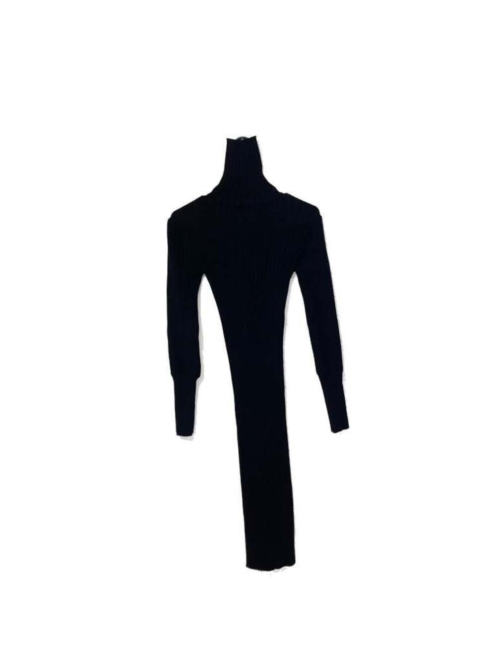 Zara Black Ribbed Knit Turtleneck Long Sleeve Midi Dress Size M